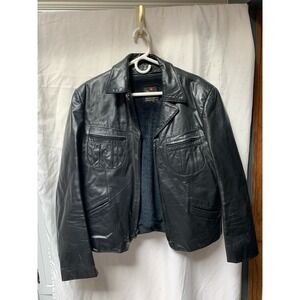 Vintage The Rossano Collection Leather Jacket SZ 44 Racer Biker Black Zip